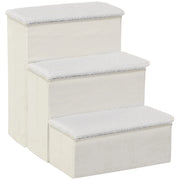 SCALA PER ANIMALI Pieghevole con 3 Gradini e Contenitore 40x54x48 cm MDF Bianco