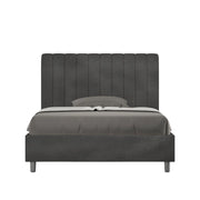 BS COM Letto una piazza e mezza senza rete imbottito 120x200 microfibra grigio