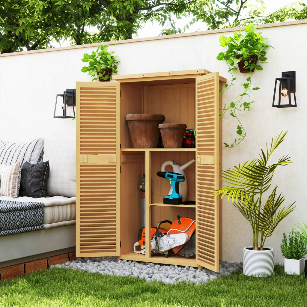 Casetta da Giardino i Legno a 4 Ripiani con Anta a Persiana, 87x46.5x160 cm, Giallo e Verde