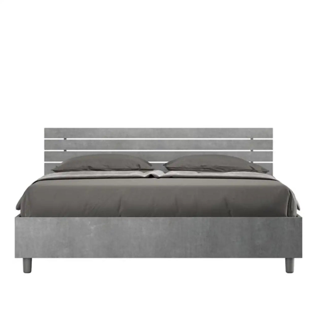 Letto matrimoniale senza rete 160x200 testata inclinata con doghe cemento Ankel