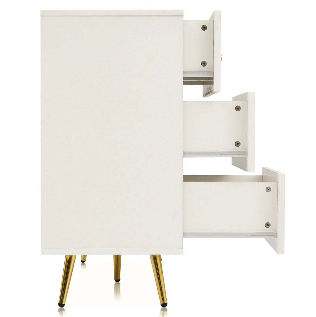 Comò crema bianco con 6 cassetti, 120 x 40 x 85 cm