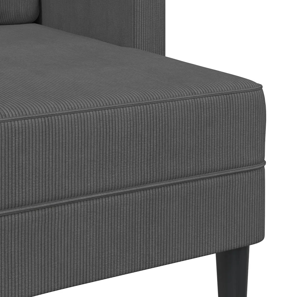 Divano a 2 posti con chaise longue a L grigio scuro 125 cm in lino 4107077