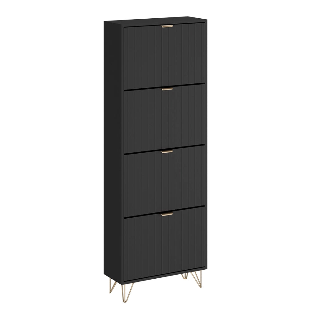 Armadio per le scarpe Helge Nero 60 x 166.7 cm 4 scomparti Vicco
