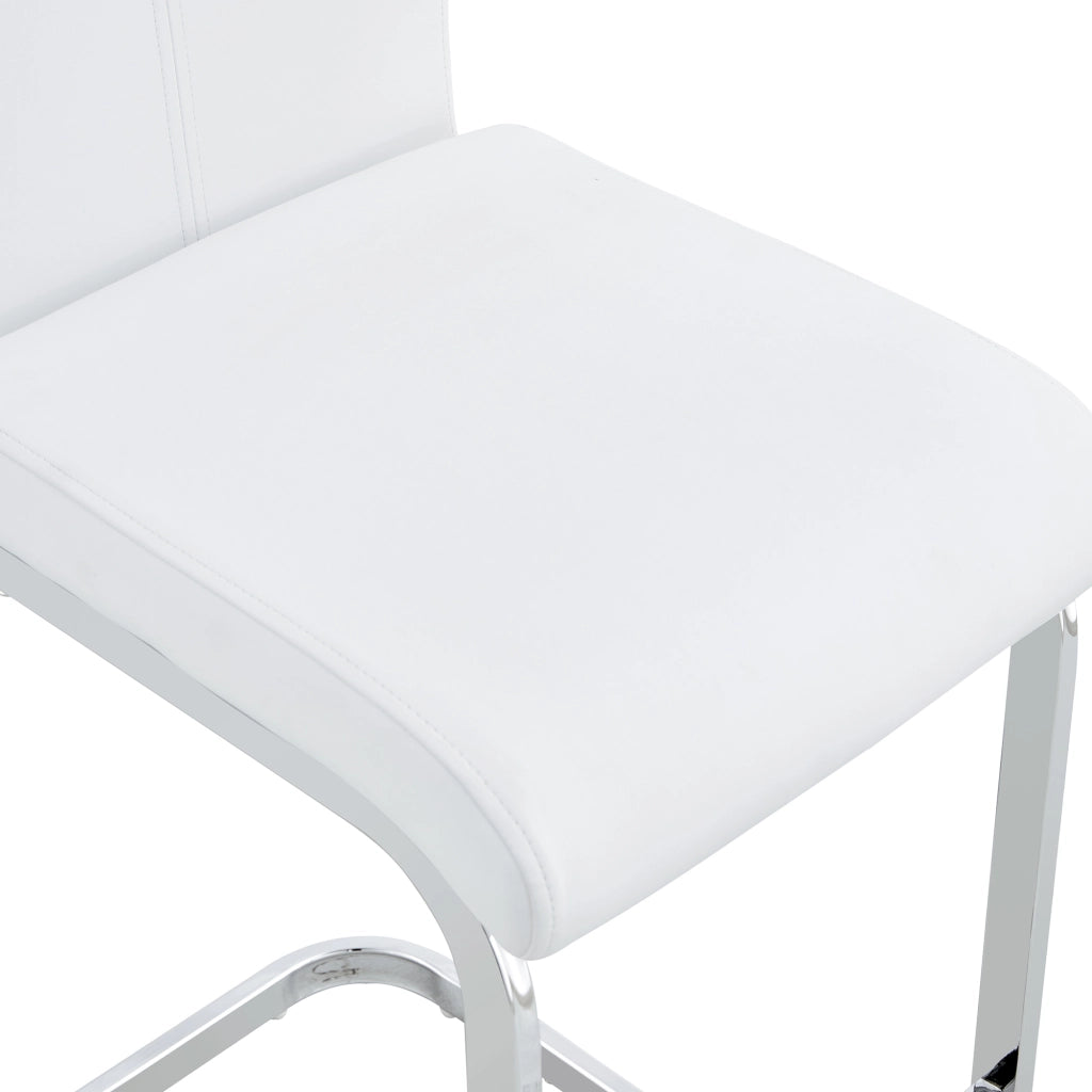 Set 2 Sgabelli da Bar Nordici ¨C MINIMAL ¨C Ecopelle Bianca, Gambe in Metallo