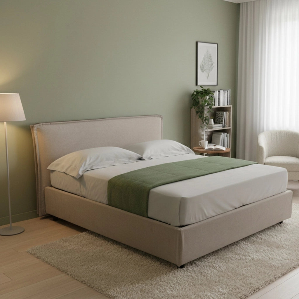 Brienza, Letto Alla Francese Materasso Incluso Made in Italy, Grigio Tortora