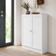 Scarpiera Sanba, Mobile portascarpe, Armadio da ingresso multiuso, Mobiletto per calzature, 79x28 h107 cm, Bianco