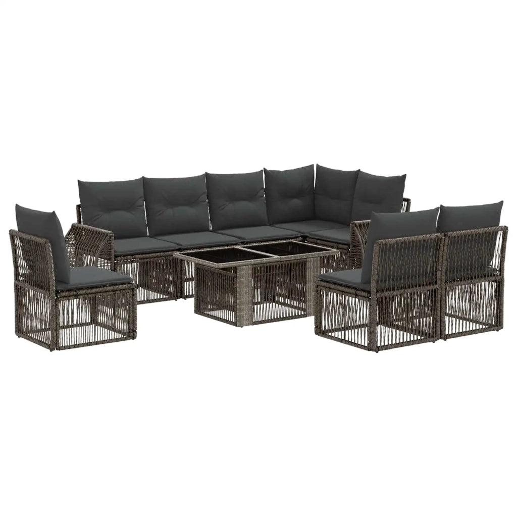 Set Divano da Giardino 9 pz Grigio e Grigio Scuro polyrattan 3436952