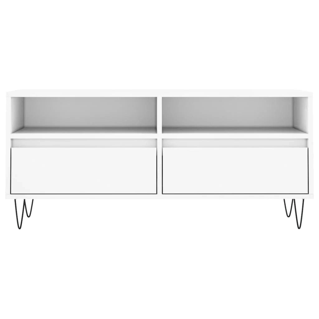 Mobile TV multimediale mensola TV credenza mobile TV sala da pranzo soggiorno camera da letto 100 x 34,5 x 44,5 cm legno ingegnerizzato bianco 02_0025473