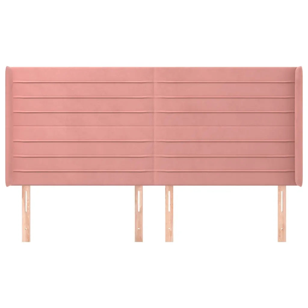 Testiera | Testata ad Orecchio Rosa 183x16x118/128 cm in Velluto