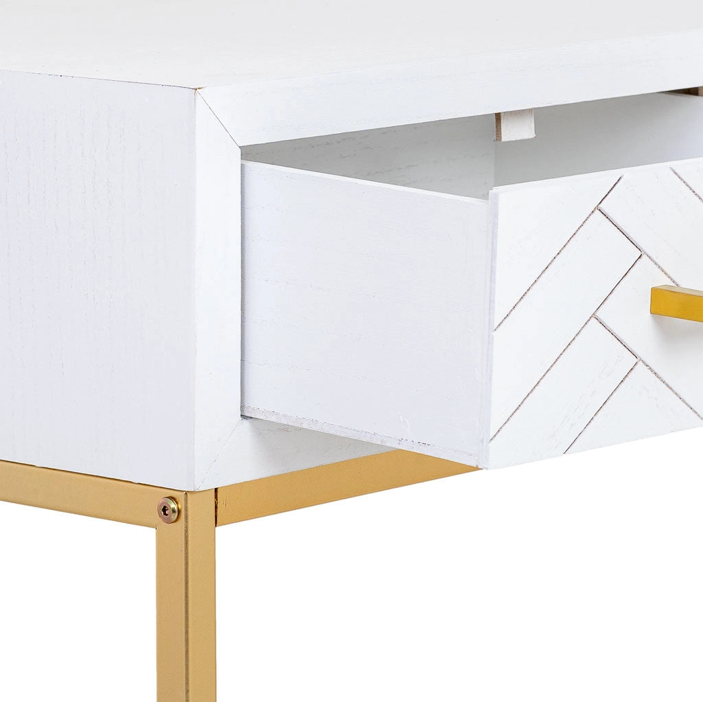 Mobile ingresso con due cassetti, legno e metallo, 120x40x69h cm