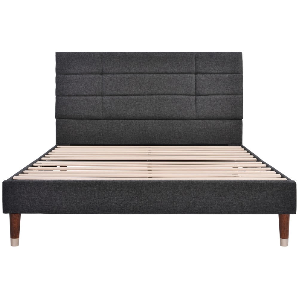 Letto Imbottito Matrimoniale con Testiera e Rete a Doghe ¨C MINIMAL ¨C Grigio Scuro 140x200