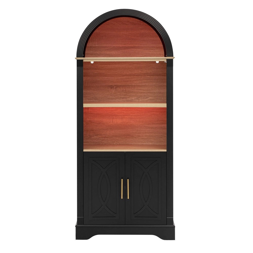 Mobile alto con ripiani regolabili e luci LED ¨C Minimal ¨C Nero, salvaspazio, 45x170x35 cm