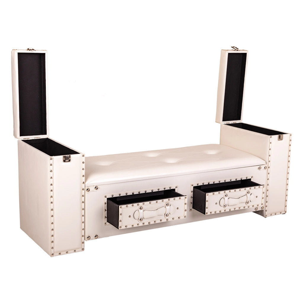 Sgabello in similpelle bianca 130x40x52h