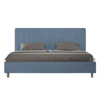 Letto Matrimoniale King Size 180x210 cm con Rete Imbottito in Microfibra Agueda Blu