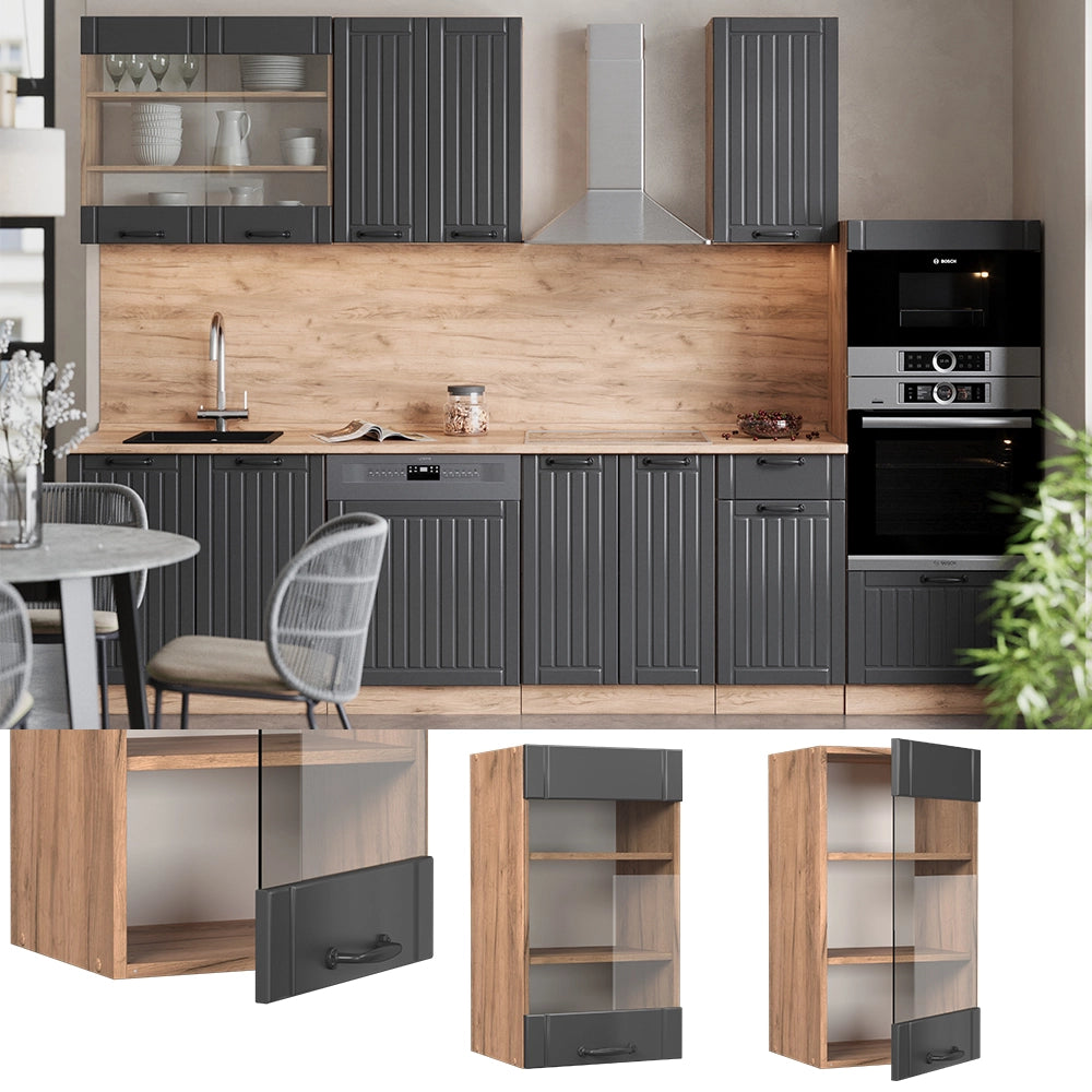 Vicco Mobile da cucina in vetro Grigio scuro 40 cm