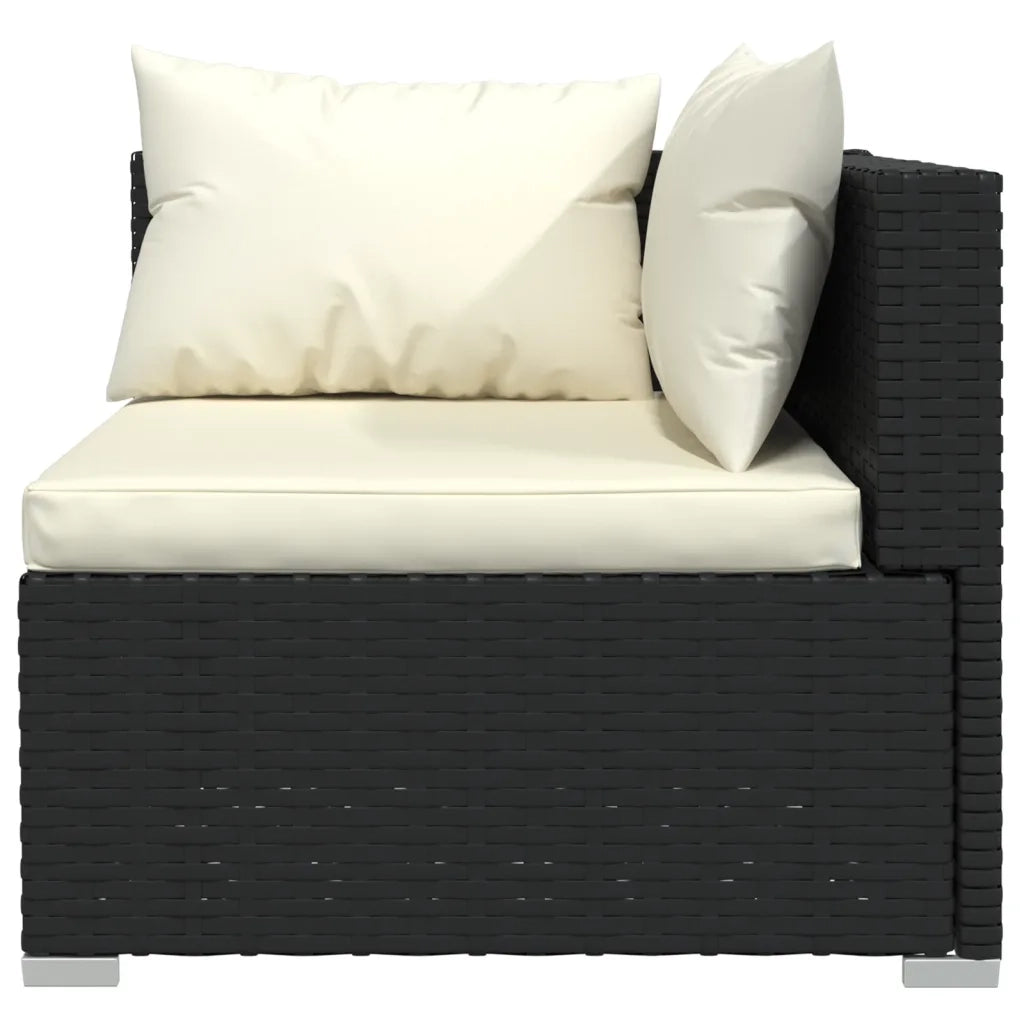 Set Divani da Giardino 8 pz con Cuscini in Polyrattan Nero 3102279
