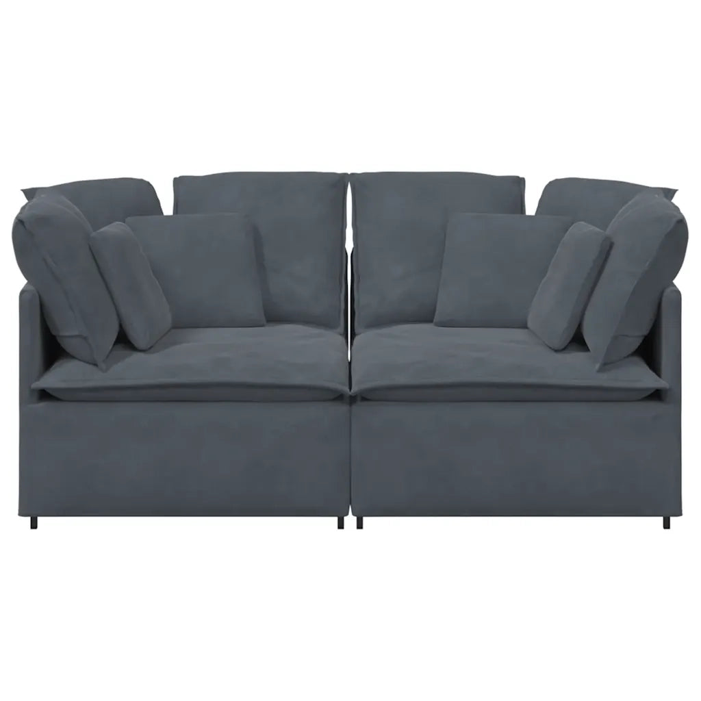 Divano Modulare con Cuscini in Velluto Grigio Scuro 3321250