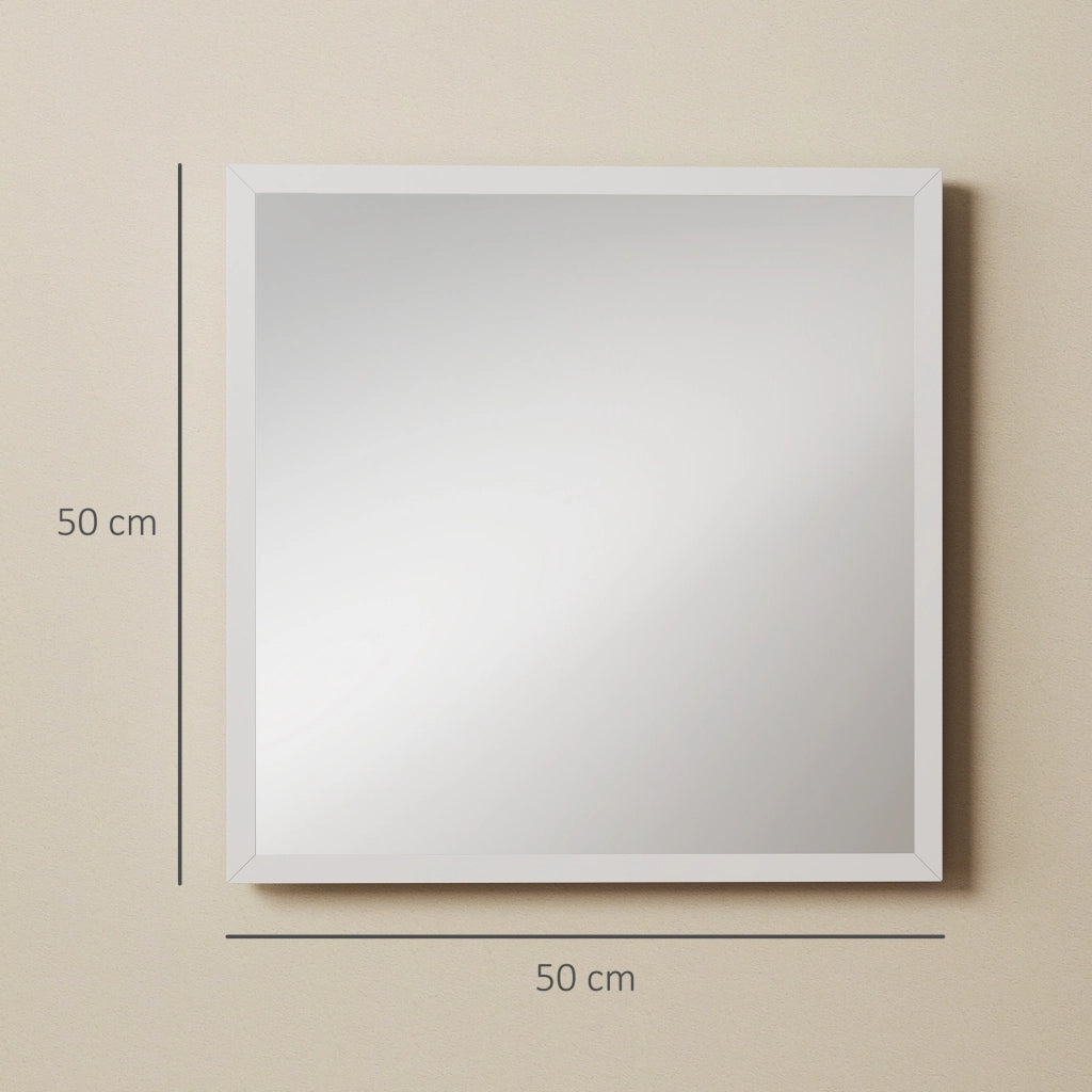 Specchio da parete quadrato ¨C zephmum ¨C bianco legno 50x50 cm