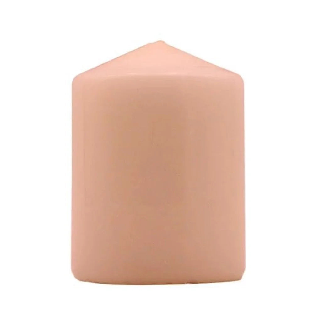 Trade Shop - Set 12pz Candela Rosa Forma Cilindrica 100x70mm Decorazioni Interni Centrotavola 032333a -