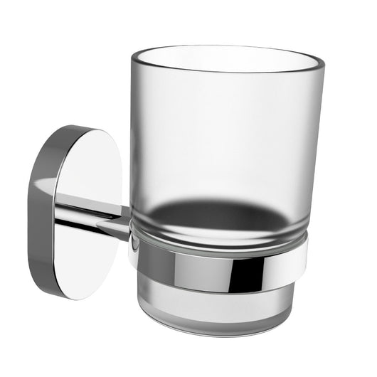 Porta spazzolini con bicchiere in vetro serie link - fissaggio incollo o viti
