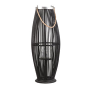 Lanterna in bambù naturale intrecciato nera 72 cm accessorio decorativo stile moderno