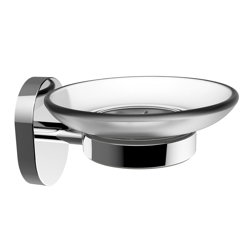 Porta sapone con bicchiere in vetro serie link - fissaggio incollo o viti