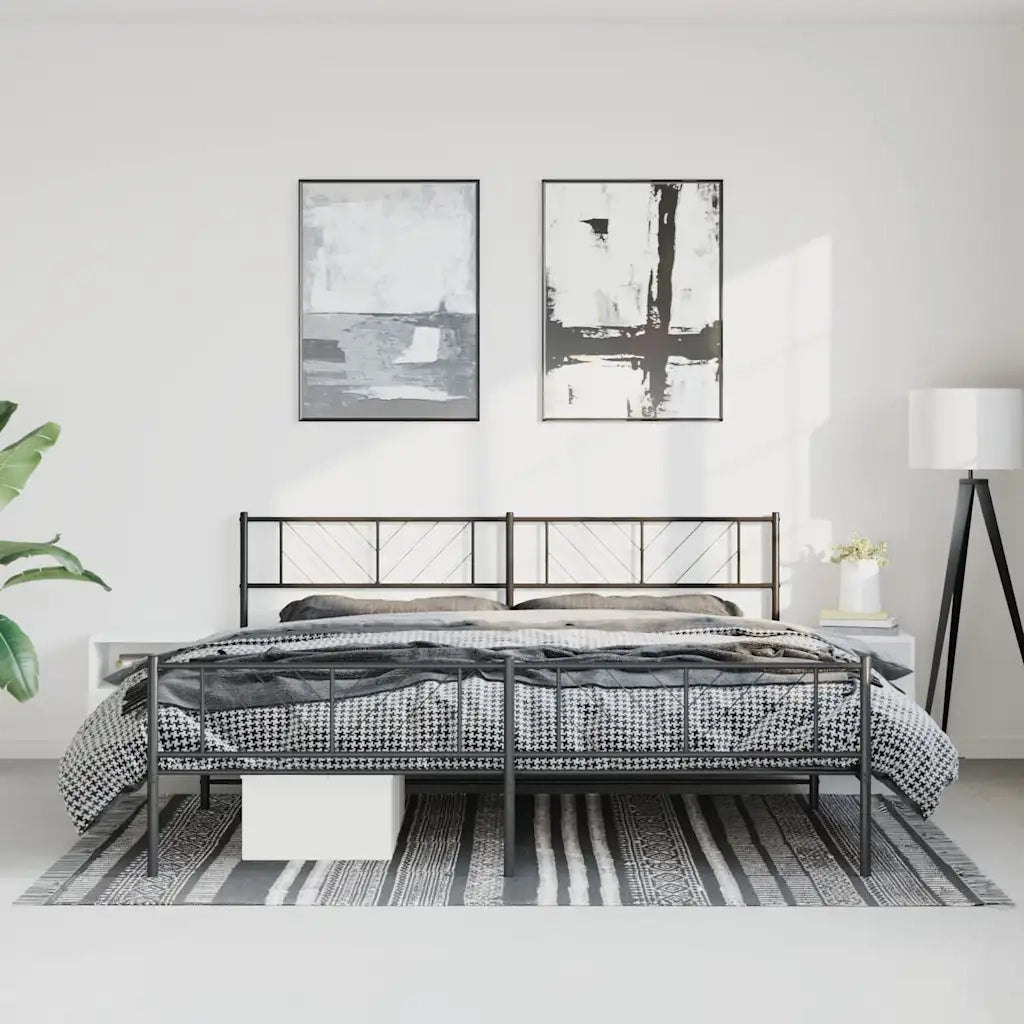 Giroletto con Testiera e Pediera Metallo Nero 193x203 cm