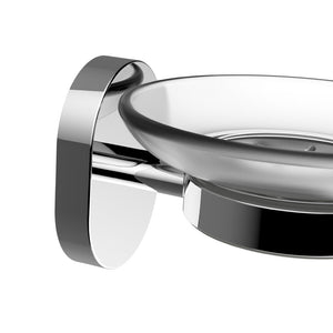 Porta sapone con bicchiere in vetro serie link - fissaggio incollo o viti