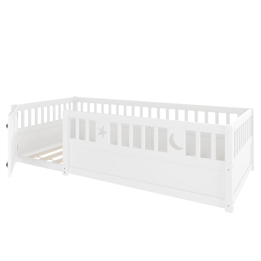 Letto per bambini 90×190 cm con sponda di sicurezza e serratura; senza materasso; bianco