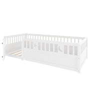 Letto per bambini 90×190 cm con sponda di sicurezza e serratura; senza materasso; bianco