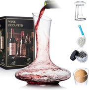Caraffa da vino con scomparto per asciugatura e accessori | Vetro cristallo soffiato a mano | Regalo di vino
