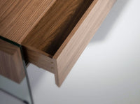 Tavolino rettangolare in noce e vetro temperato