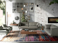 Tavolino rettangolare in noce e vetro temperato