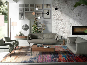 Tavolino rettangolare in noce e vetro temperato