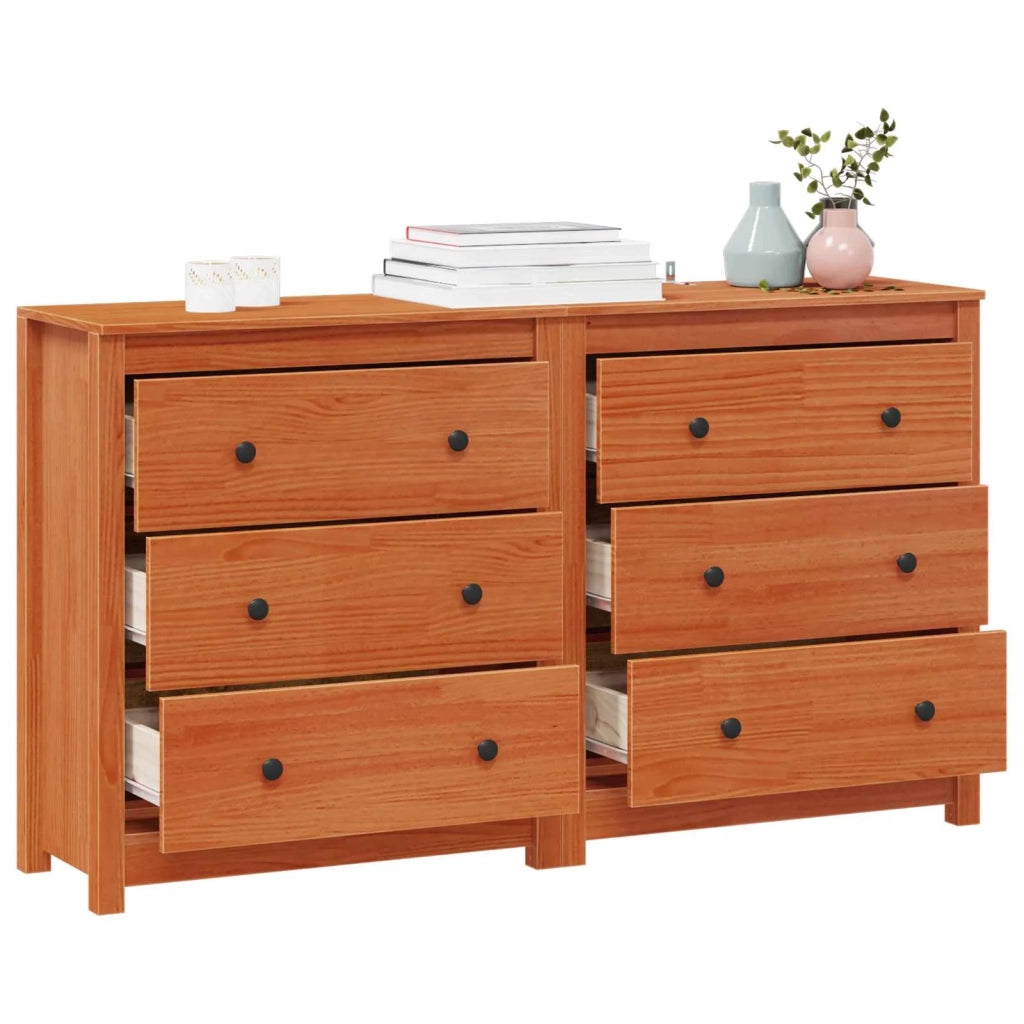 Credenza con cassetto 2 pcs Marrone Cera 140 x 35 x 80 cm 3424975