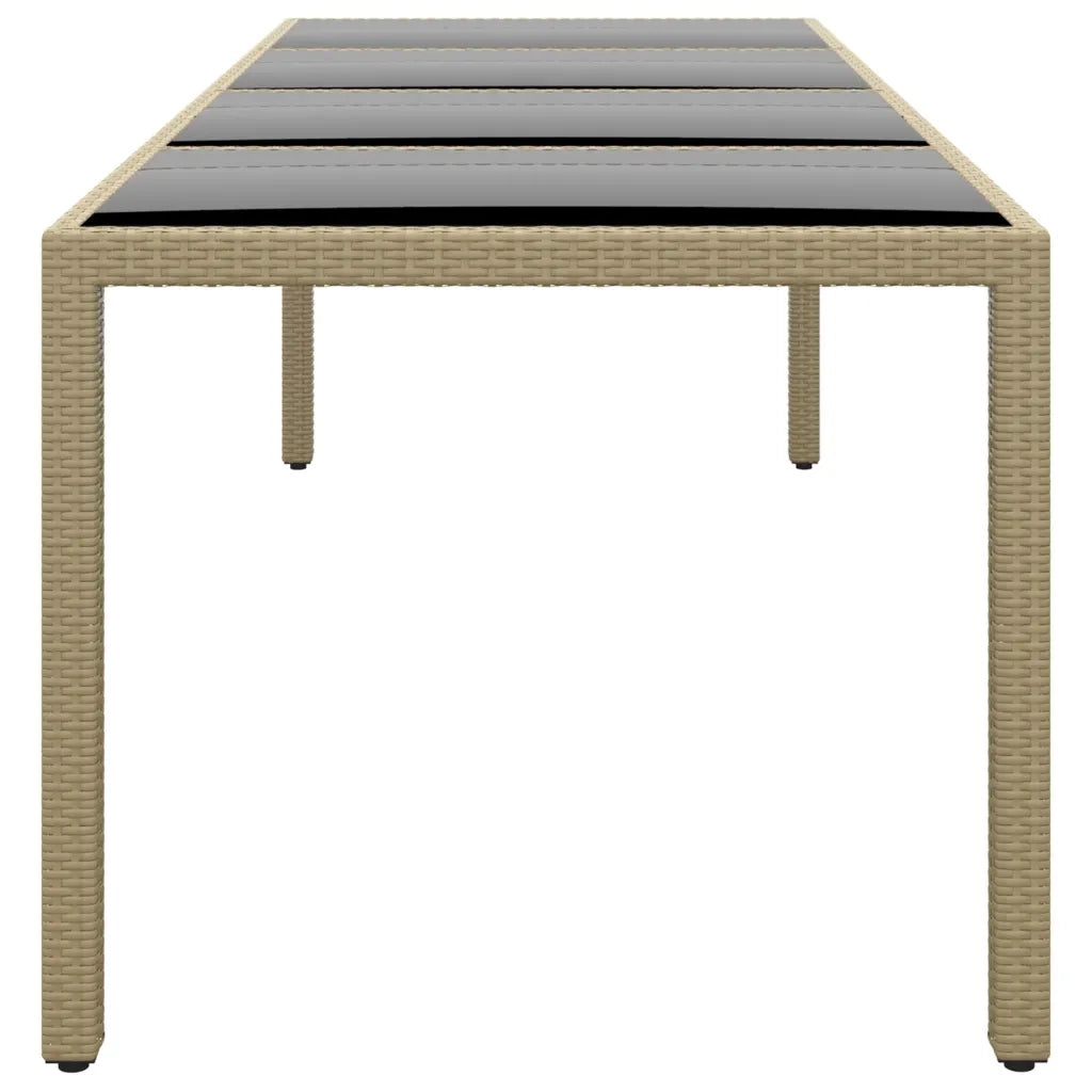 Tavolo da Giardino con Piano Vetro Beige in Polyrattan