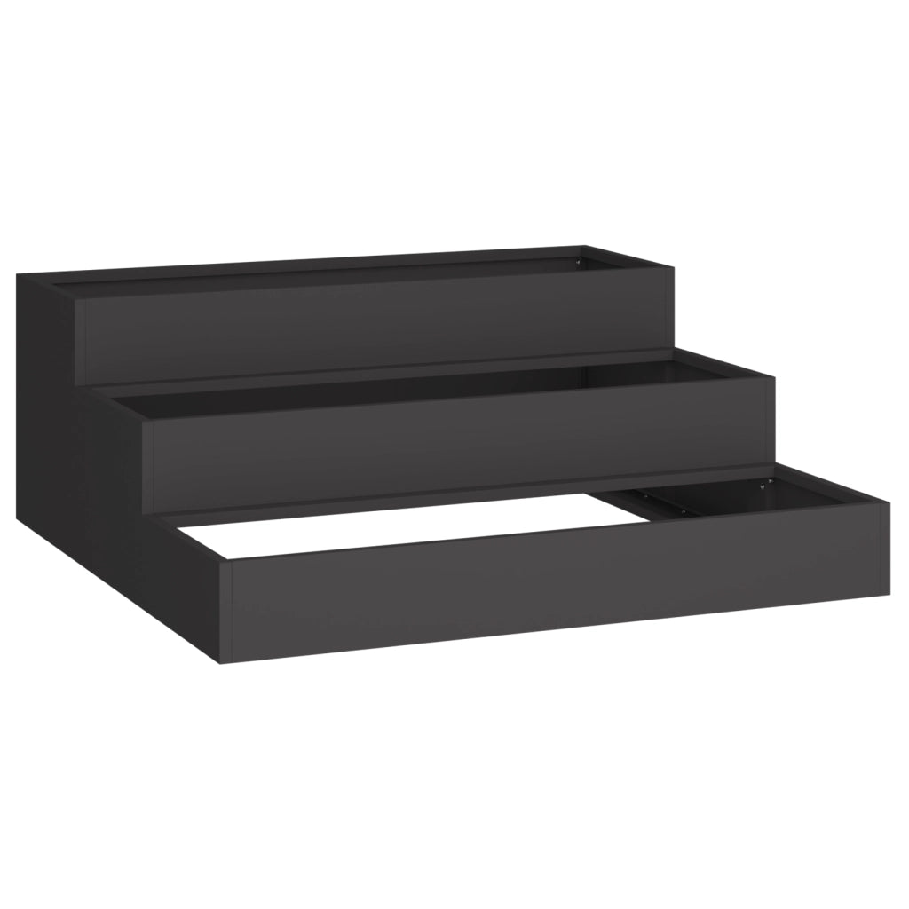 Fioriera da Giardino 3 Livelli 90x90x35 cm Acciaio Nero