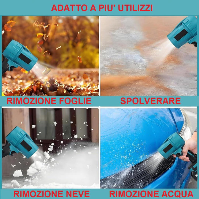 Soffiatore a Batteria, Mini Soffiatore per Foglie con Turbocompressore, Velocità dell'Aria fino a 126 km/h, Dotato di 2 Batterie da 48V , Adatto per la Cura e la Manutenzione del Giardino