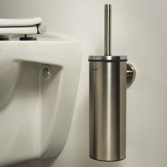Borsetto per WC, con supporto per fissaggio alla parete, maggiore igiene grazie al coperchio integrato e pezzo di inserimento rimovibile, in acciaio inossidabile liscio