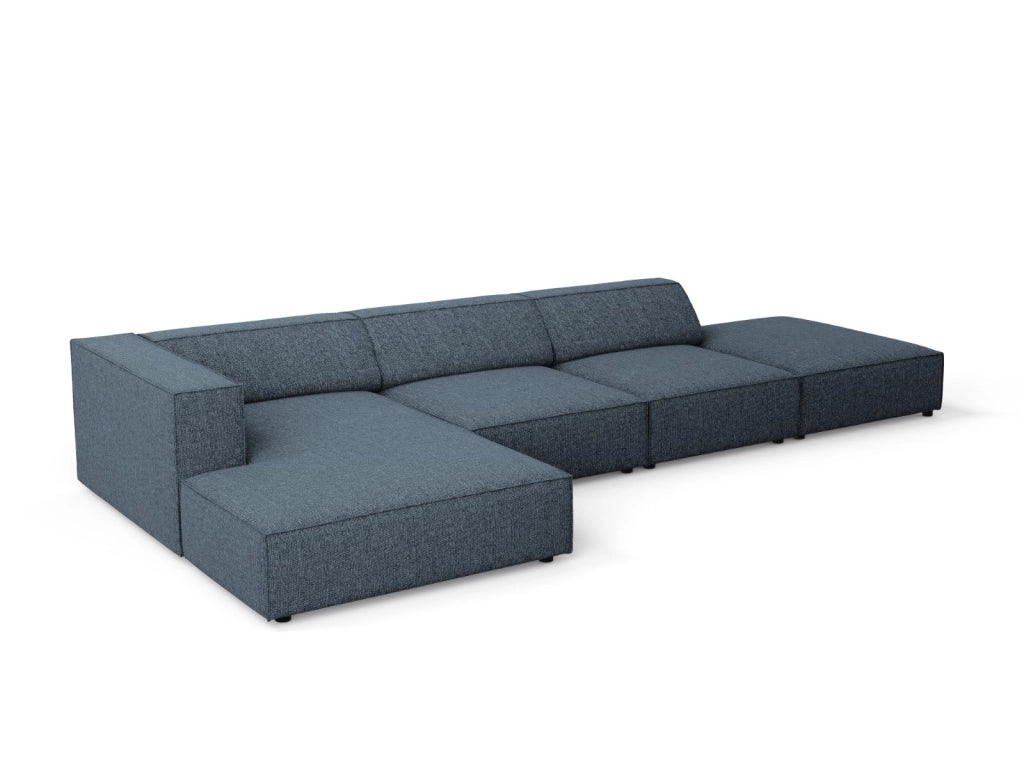 Cosmopolitan Design - Divano angolare sinistro "Arendal" 5 posti in ciniglia blu reale 