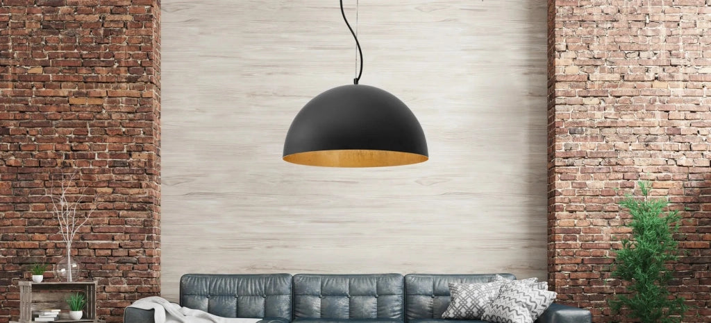 Lampada Da Soffitto Pensile Vasca Metallico Nera 50 Cm
