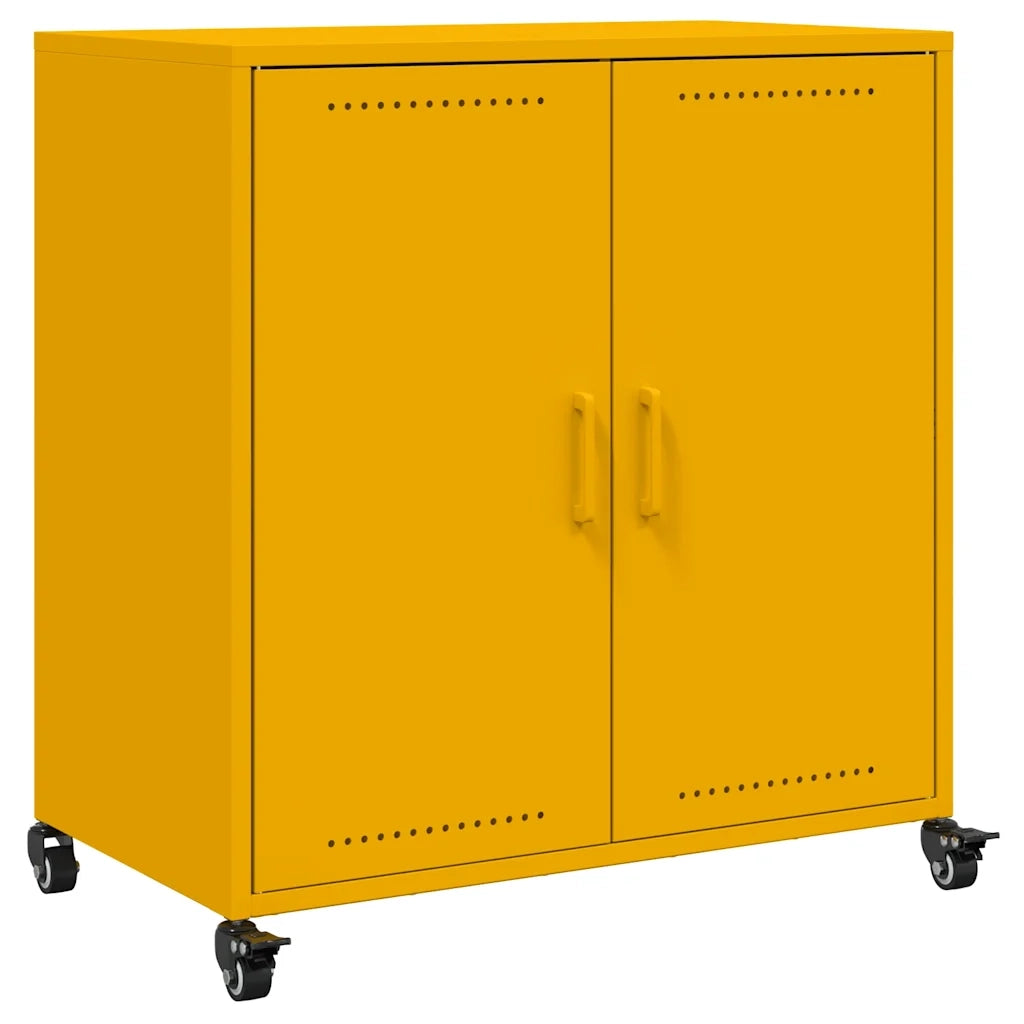 Credenza-Buffet-Armadio da cucina Giallo Senape 68x39x72 cm in Acciaio