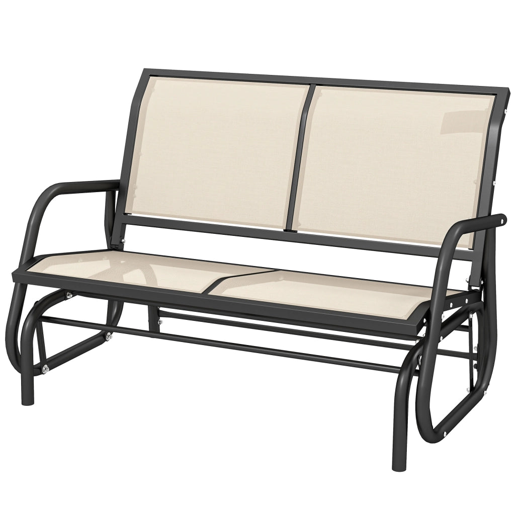 Panchina a Dondolo 2 Posti ¨C zephmum ¨C 120x70x85 cm Nero+Beige