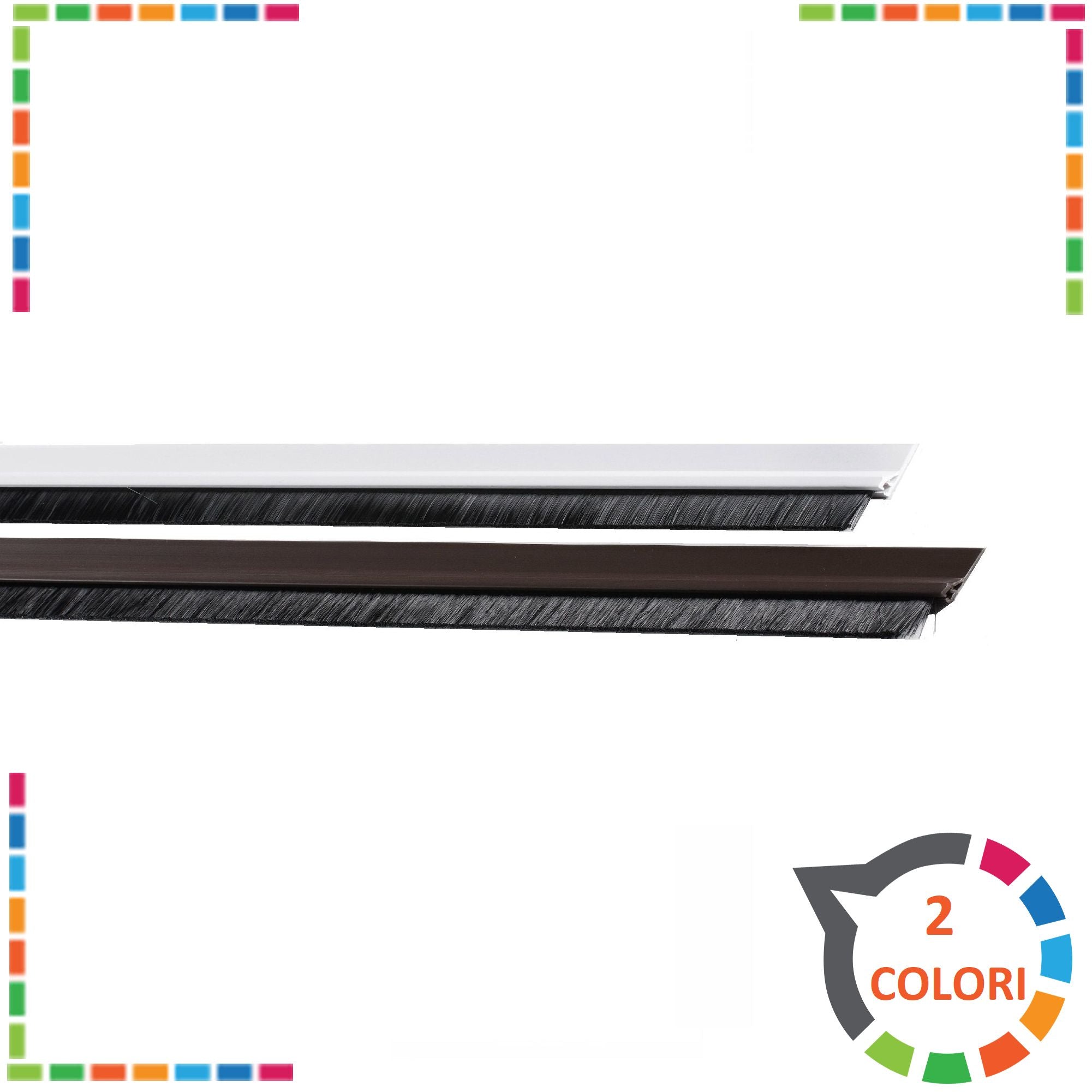 Parafreddo adesivo in PVC spazzolino sotto porta 1m bianco marrone paraspifferi