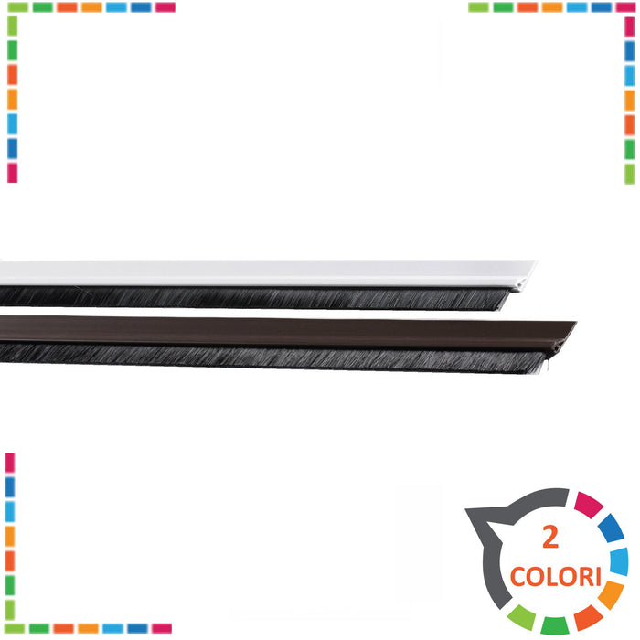 Parafreddo adesivo in PVC spazzolino sotto porta 1m bianco marrone paraspifferi