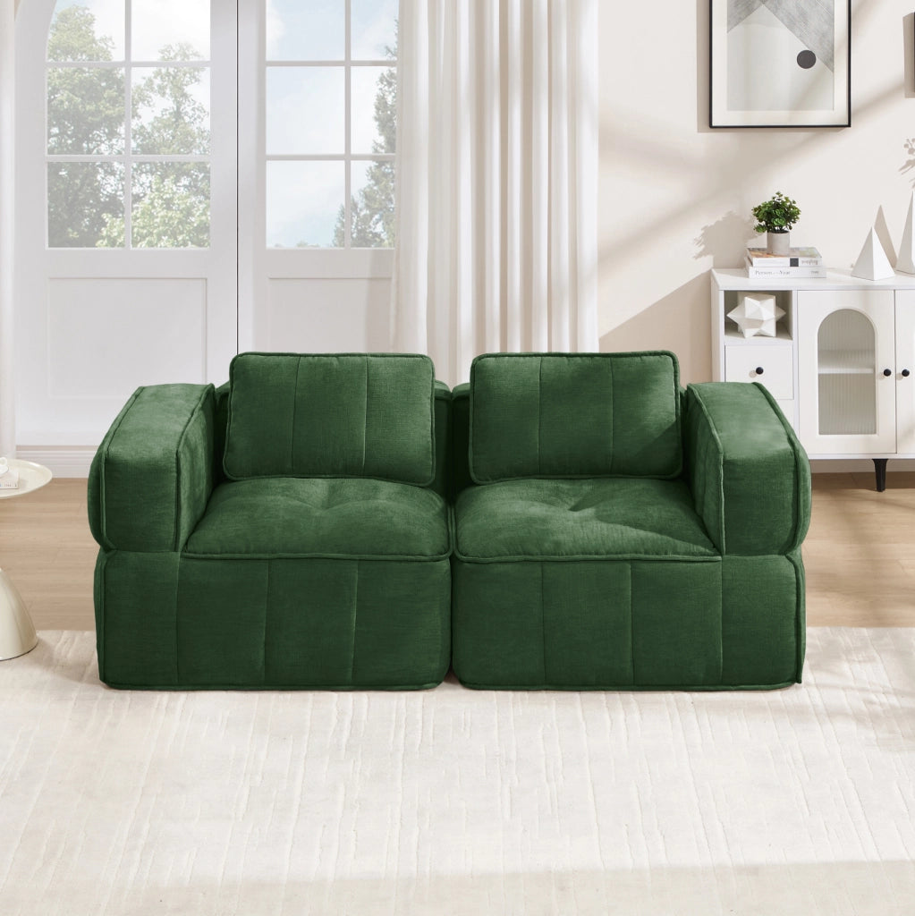 Divano modulare verde 198x93x67 cm in poliestere; senza montaggio
