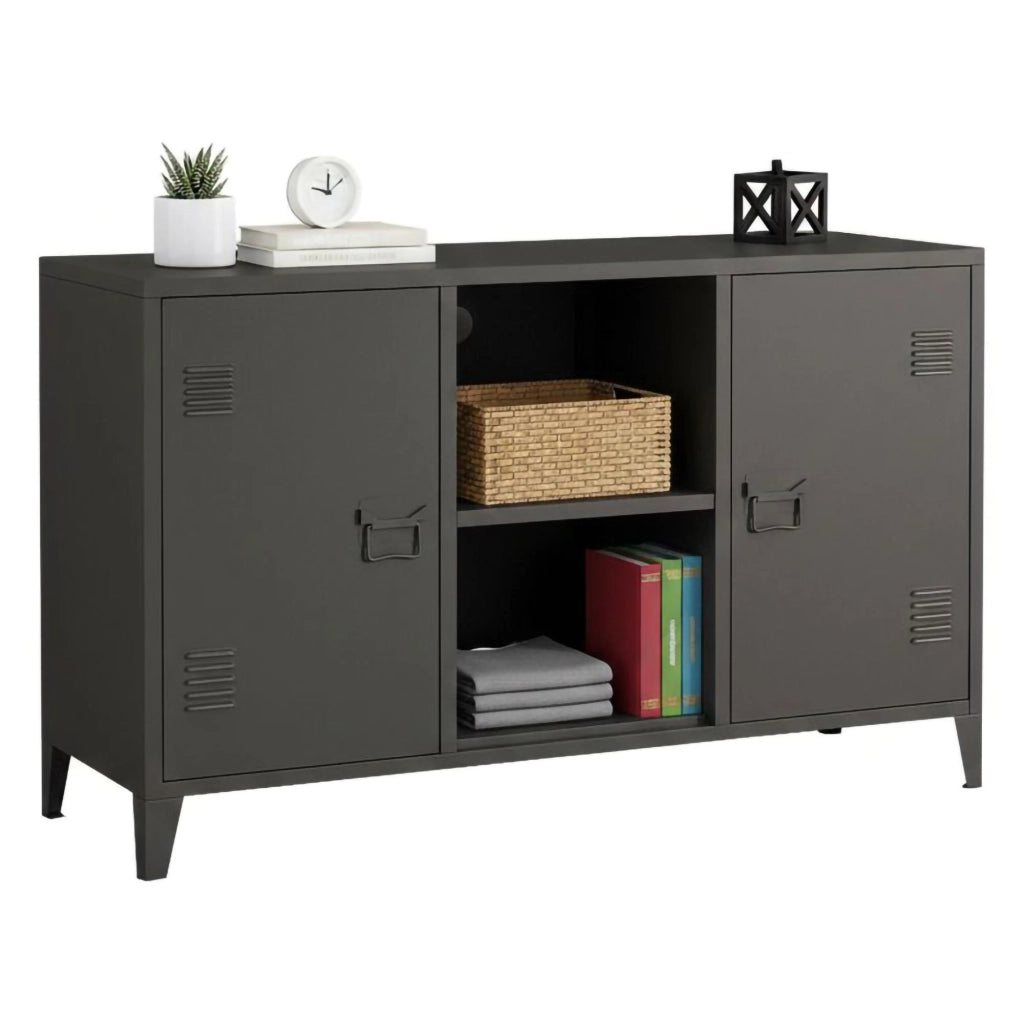 Credenza Friddi, Buffet da soggiorno, Madia da salotto, Dispensa da cucina, 120x40 h73 cm, Ardesia