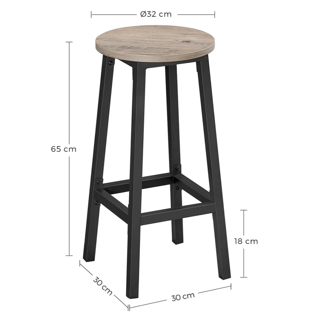 Set di 3 sgabelli da bar sedute da cucina struttura in acciaio altezza 65 cm montaggio facile stile industriale beige 12_0007764