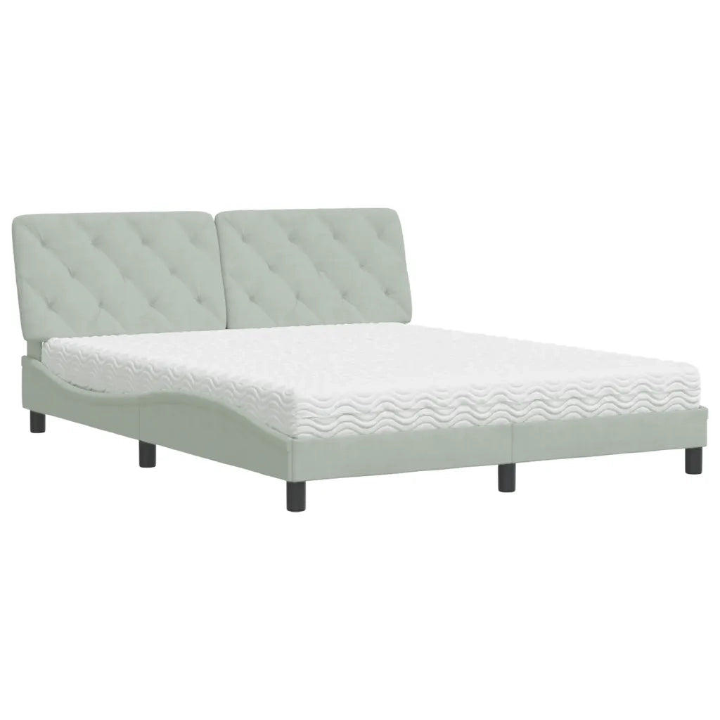 Letto con Materasso Grigio Chiaro 160x200 cm in Velluto 3208664