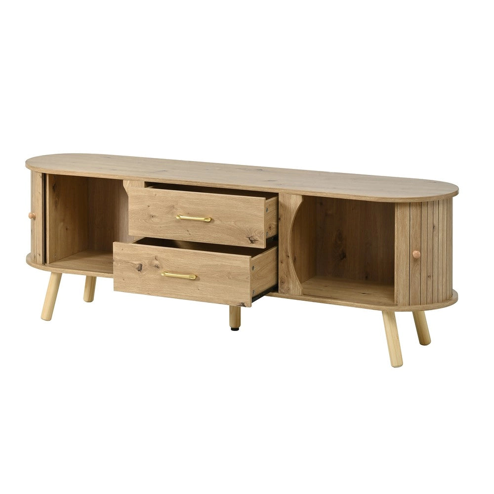 Mobile TV con 2 Ante Scorrevoli e 2 Cassetti ¨C Xylo ¨C Legno MDF Massello, Design Scandinavo